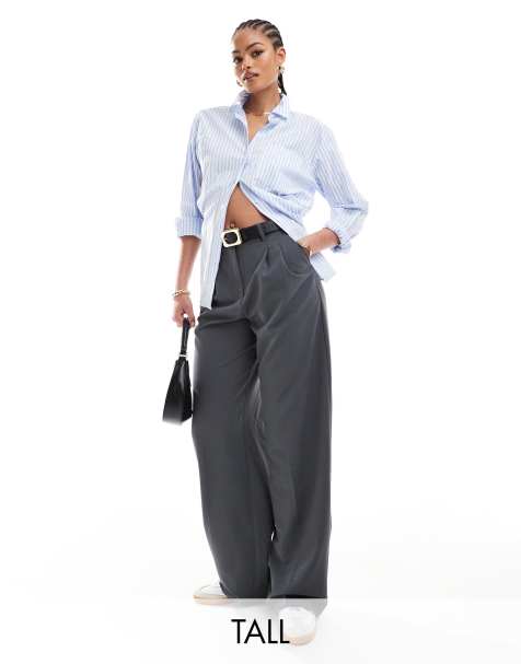 Vero Moda Tall wide leg dad trousers in grey