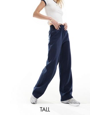 Vero Moda Tall wide leg pull on trousers with elasticated waist in navy