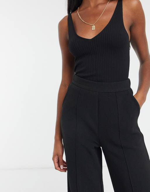 Vero Moda Tall wide leg trousers in black, 3 of 4