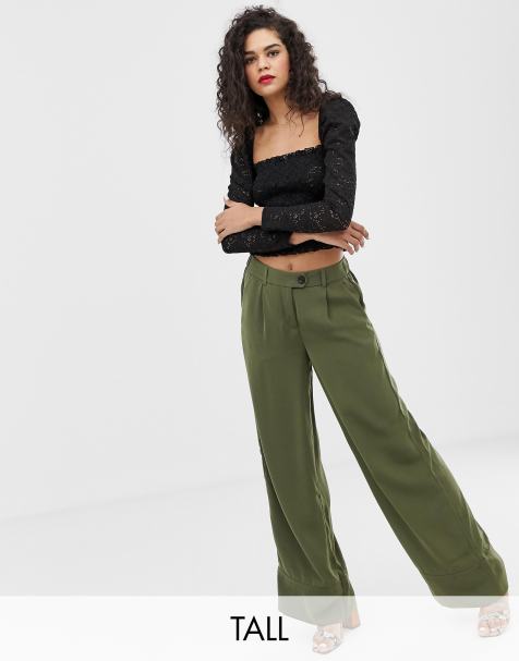 Vero Moda Tall wideleg trousers in green