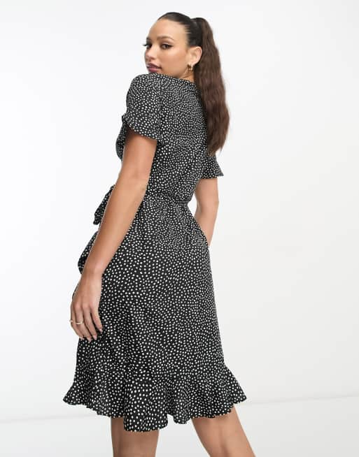 Vero moda polka dot midi dress with volume clearance sleeve