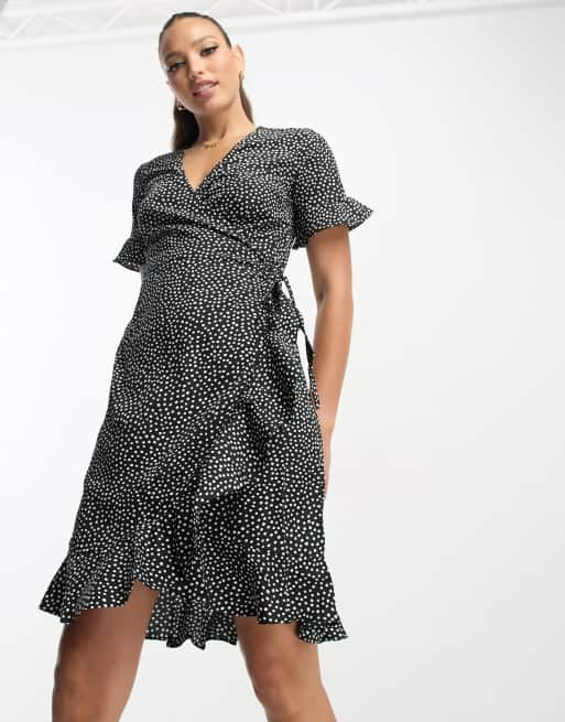 Vero Moda Tall mini dress black dot print |