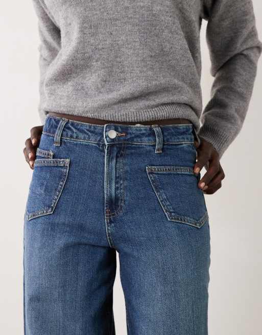 Vero Moda Tall Zelda high rise barrel leg jeans with pocket detail in medium blue denim, 5 of 5
