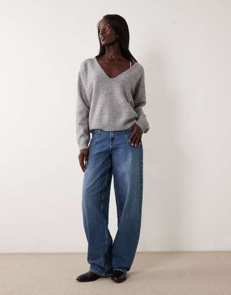 Vero Moda Tall Zelda jeans med hög midja och barrel leg med fickdetalj i mellanblå denim - view 1