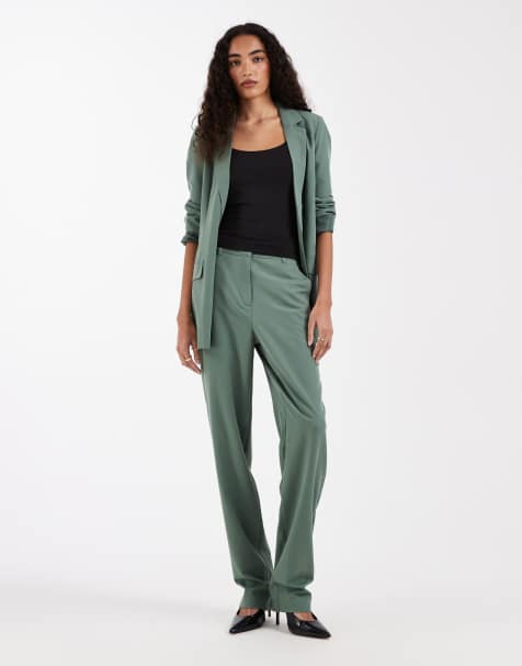 Vero Moda Tall – Zielone dopasowane spodnie z prostymi nogawkami, część zestawu - view 1
