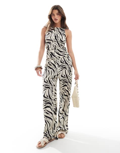 Vero Moda tank top and trouser co-ord in abstract zebra print - view 1