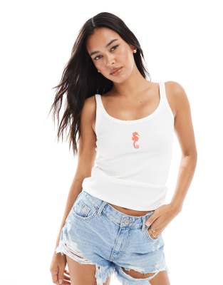 Vero Moda - Tanktop in Weiß mit Seepferdchen-Motiv