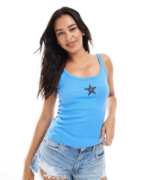 Vero Moda - Tanktop met zeesterrenmotief in helderblauw - view 1