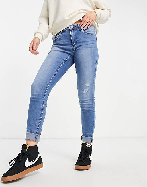 Vero Moda - Tanya - Skinny jeans in blauw denim met wassing