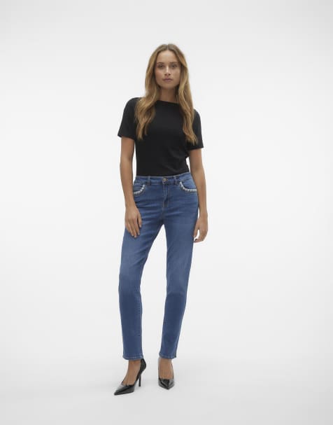 Vero Moda Tapered fit jeans in dark blue denim - view 1