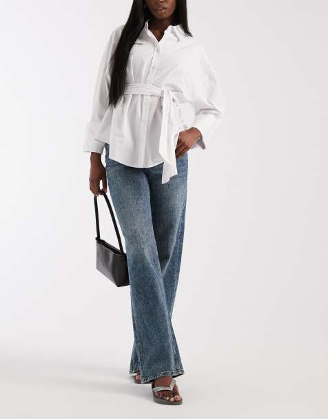 Vero Moda Tessa high waisted wide leg jeans in medium blue vintage tint