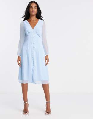 blue and white tea dress