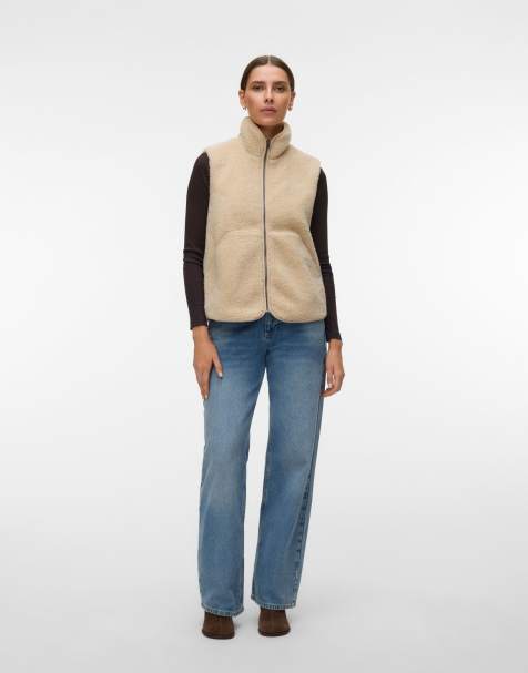 Vero Moda teddy bodywarmer in havermoutkleur - view 1