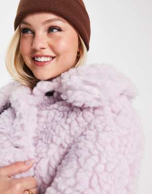 Asos pink teddy coat hotsell