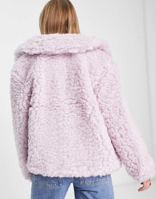 Pink hooded teddy coat hot sale