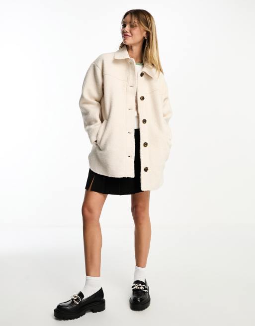 Vero Moda teddy shacket in cream