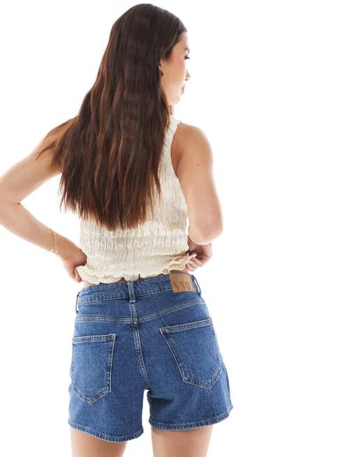 Vero Moda – Tess – Jeansshorts in Mittelblau, 5 von 5