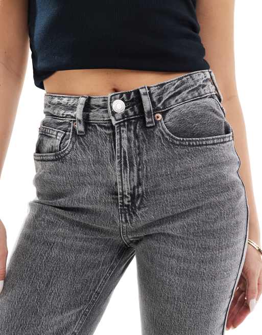 Vero Moda Tessa high rise straight leg jeans in medium gray ASOS