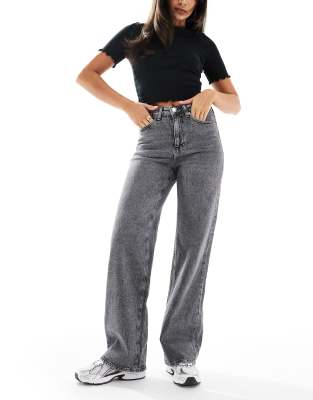 Vero Moda Tessa High Rise Wide Leg Jeans In Gray