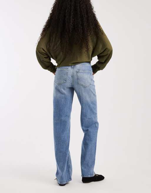 Vero Moda Tessa high rise wide leg jeans in washed mid blue, 3 of 5