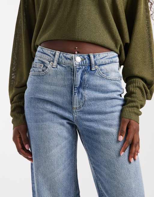 Vero Moda Tessa high rise wide leg jeans in washed mid blue, 4 of 5