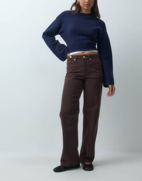 Vero Moda Tessa high waisted wide leg jeans in chocolate brown - view 1