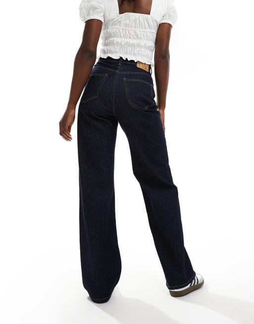 Vero Moda Tessa high waisted wide leg jeans in dark blue denim, 3 of 5