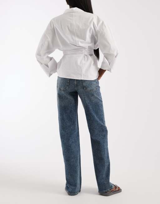 Vero Moda Tessa high waisted wide leg jeans in medium blue vintage tint, 2 of 5
