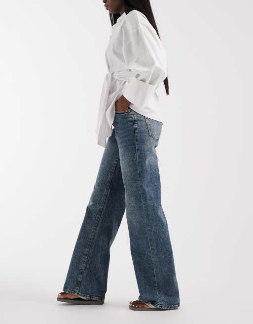 Vero Moda Tessa high waisted wide leg jeans in medium blue vintage tint, 3 of 5