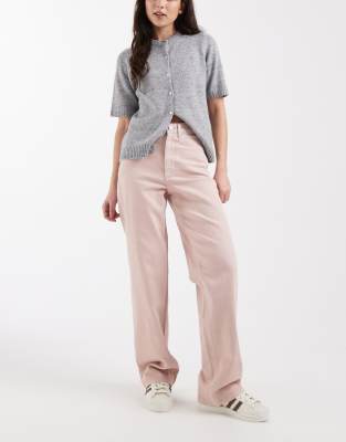 Vero Moda Tessa High Waisted Wide Leg Jeans In Pink