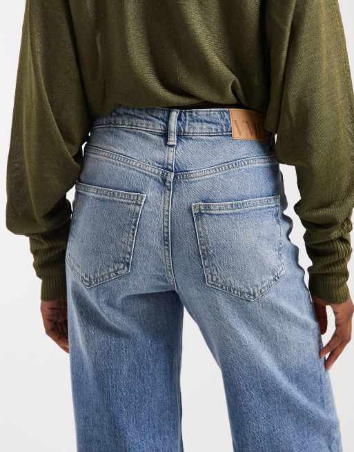 Vero Moda Tessa high waisted wide leg jeans in washed mid blue, 5 of 5