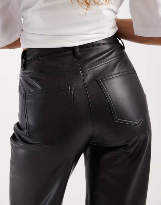 Vero Moda Tessa Imitatieleren broek met hoge taille en wijde - Main Image