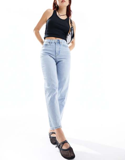 Vero Moda Tessa high rise mom jeans in light blue denim