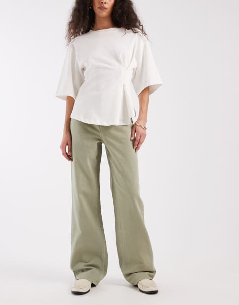 Vero Moda - Tessa - Jean ample à taille haute - Vert laurier - view 1
