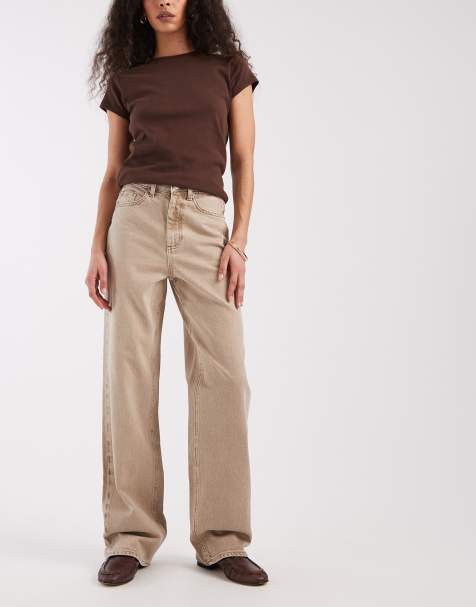Vero Moda - Tessa - Jeans a vita alta con fondo ampio color visone - view 1