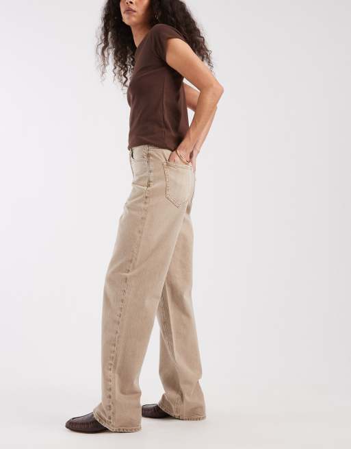 Vero Moda - Tessa - Jeans a vita alta con fondo ampio color visone, 2 di 5