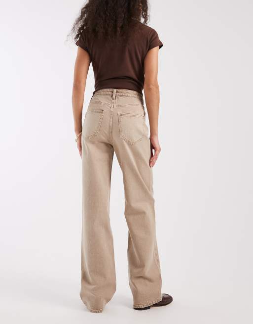 Vero Moda - Tessa - Jeans a vita alta con fondo ampio color visone, 3 di 5