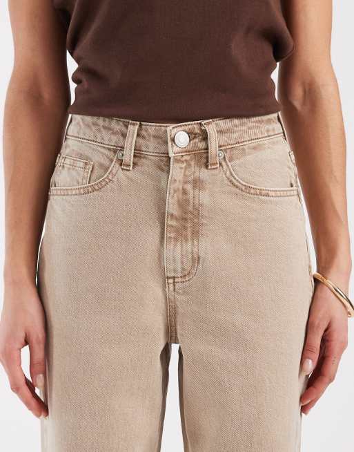 Vero Moda - Tessa - Jeans a vita alta con fondo ampio color visone, 4 di 5