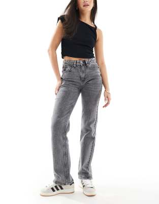 Vero Moda - Tessa - Jeans in Mittelgrau mit hoher Taille und geradem Schnitt