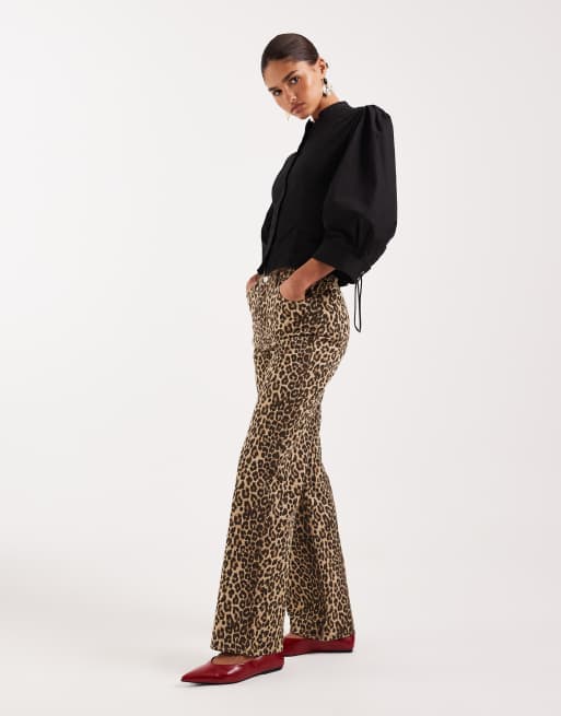 Vero Moda - Tessa - Jeans met hoge taille en wijde pijpen in luipaardprint, 2 van 5