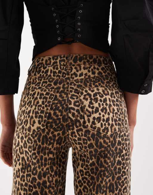 Vero Moda - Tessa - Jeans met hoge taille en wijde pijpen in luipaardprint, 4 van 5