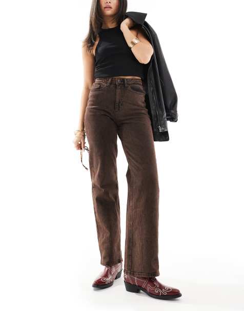 Vero Moda - Tessa - Jeans met wijde pijpen en hoge taille in bruine acid wash - view 1