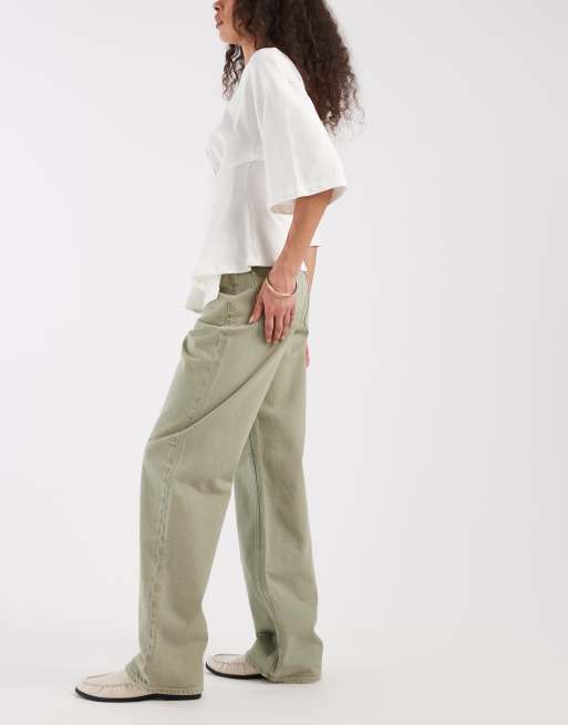 Vero Moda - Tessa - Jeans met wijde pijpen en hoge taille in groen, 2 van 5