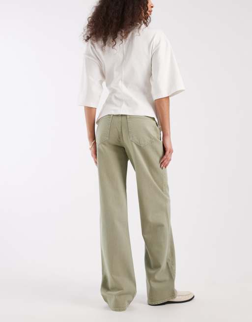 Vero Moda - Tessa - Jeans met wijde pijpen en hoge taille in groen, 3 van 5