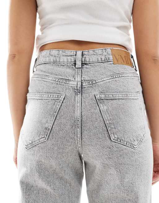 Vero Moda – Tessa– Ljusgrå mom jeans, 3 av 5