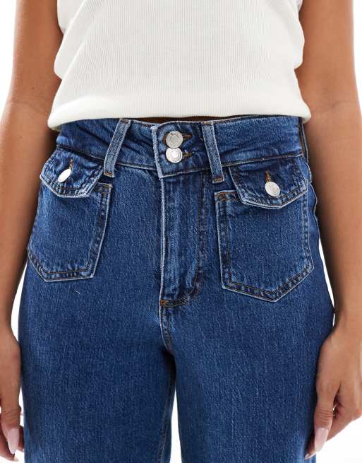 Vero Moda - Tessa - Mellemblå jeans med vide ben og retro-inspirerede lommedetaljer, 5 af 5