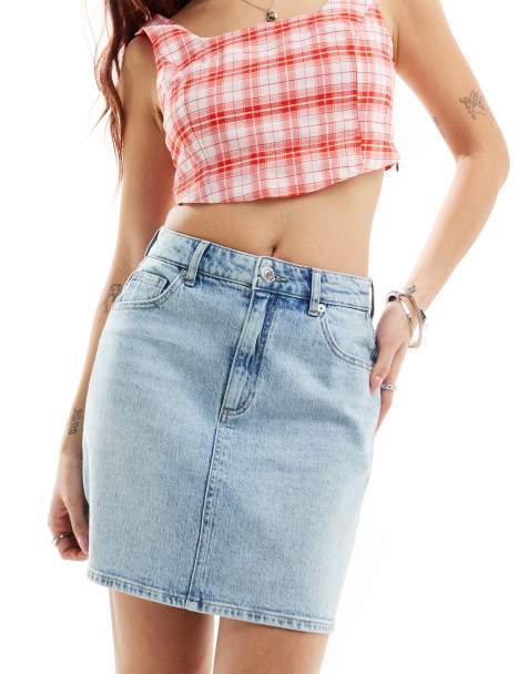 Vero Moda Tessa mini skirt in light blue denim - view 1
