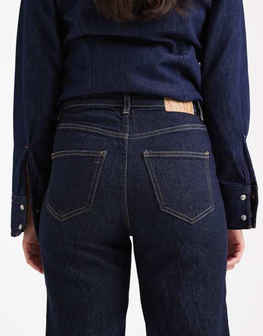 Vero Moda – Tessa – Mörkblå, sköljtvättad jeans med vida ben och hög midja, 4 av 5