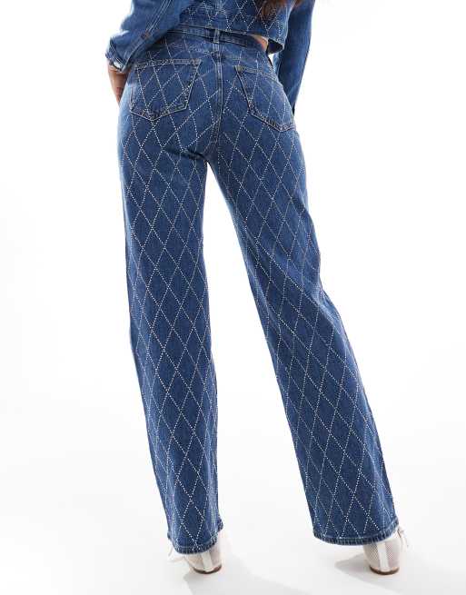 Vero Moda Tessa rhinestone jeans in medium blue - part of a set, 4 of 5