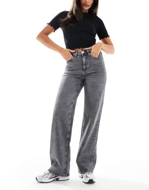 Vero Moda Tessa high waisted wide leg jeans in medium grey wash